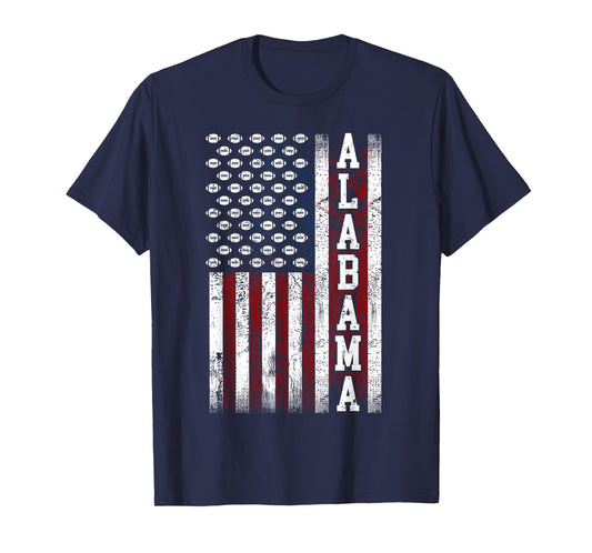 Patriotic USA Flag Alabama Football Season Party Men Women T-Shirt