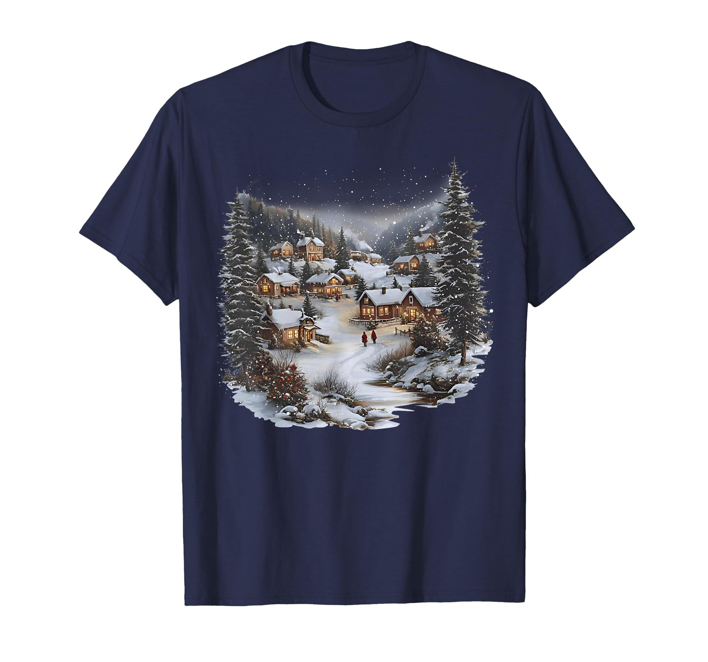 Christmas Village Town Holiday Winter Scene Festive Family T-Shirt