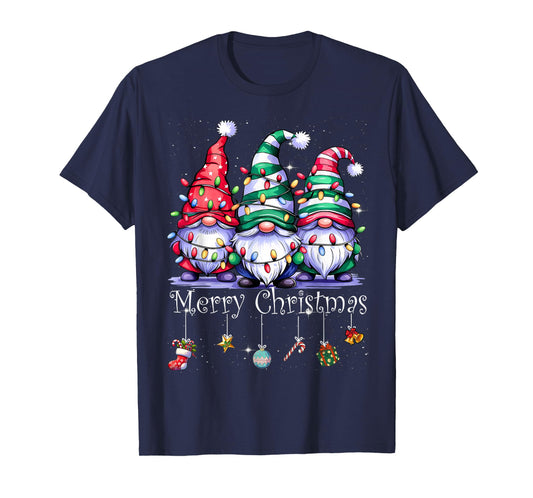 Cute Gnomes Merry Christmas Light Family Gnome Xmas Matching T-Shirt