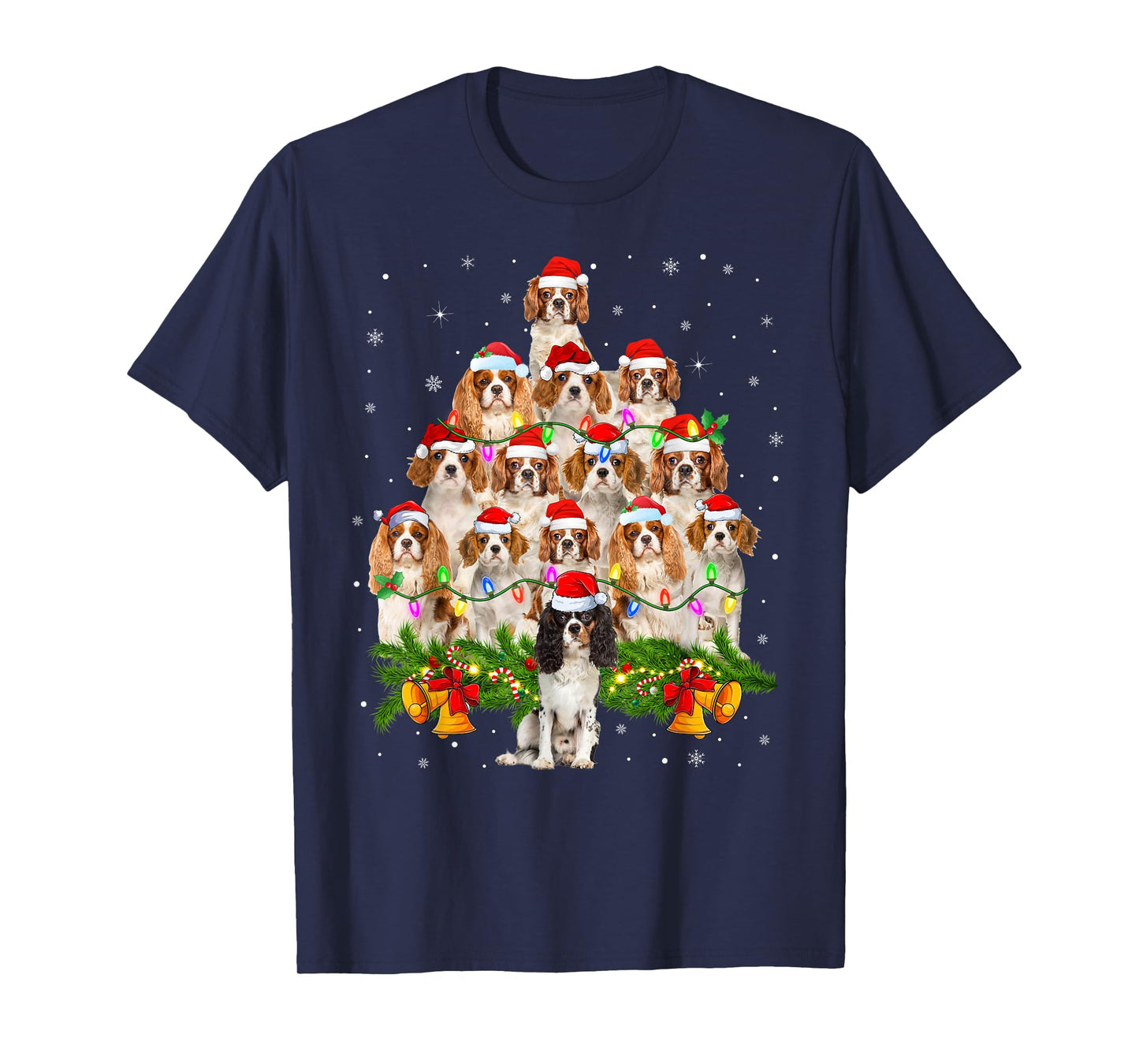 Cavalier King Charles Spaniel Christmas Tree Lights Dog Xmas T-Shirt