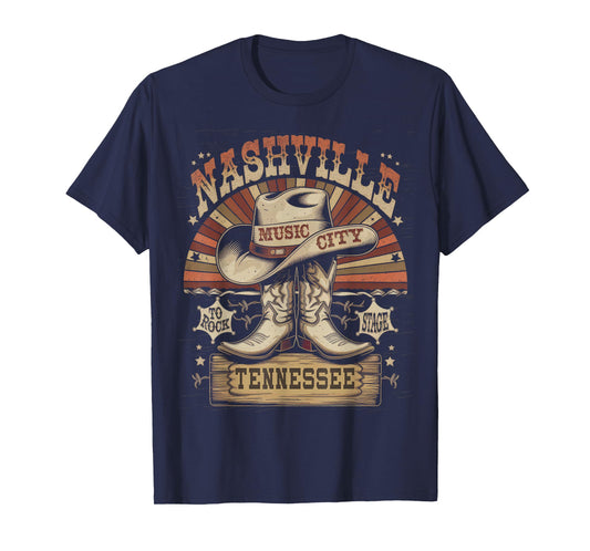 Nashville Music City Tshirt Women Men Tennessee Rock Country T-Shirt