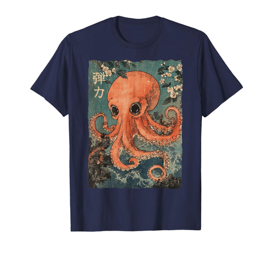 Octopus and Cherry Blossom tree Japanese Woodblock art T-Shirt