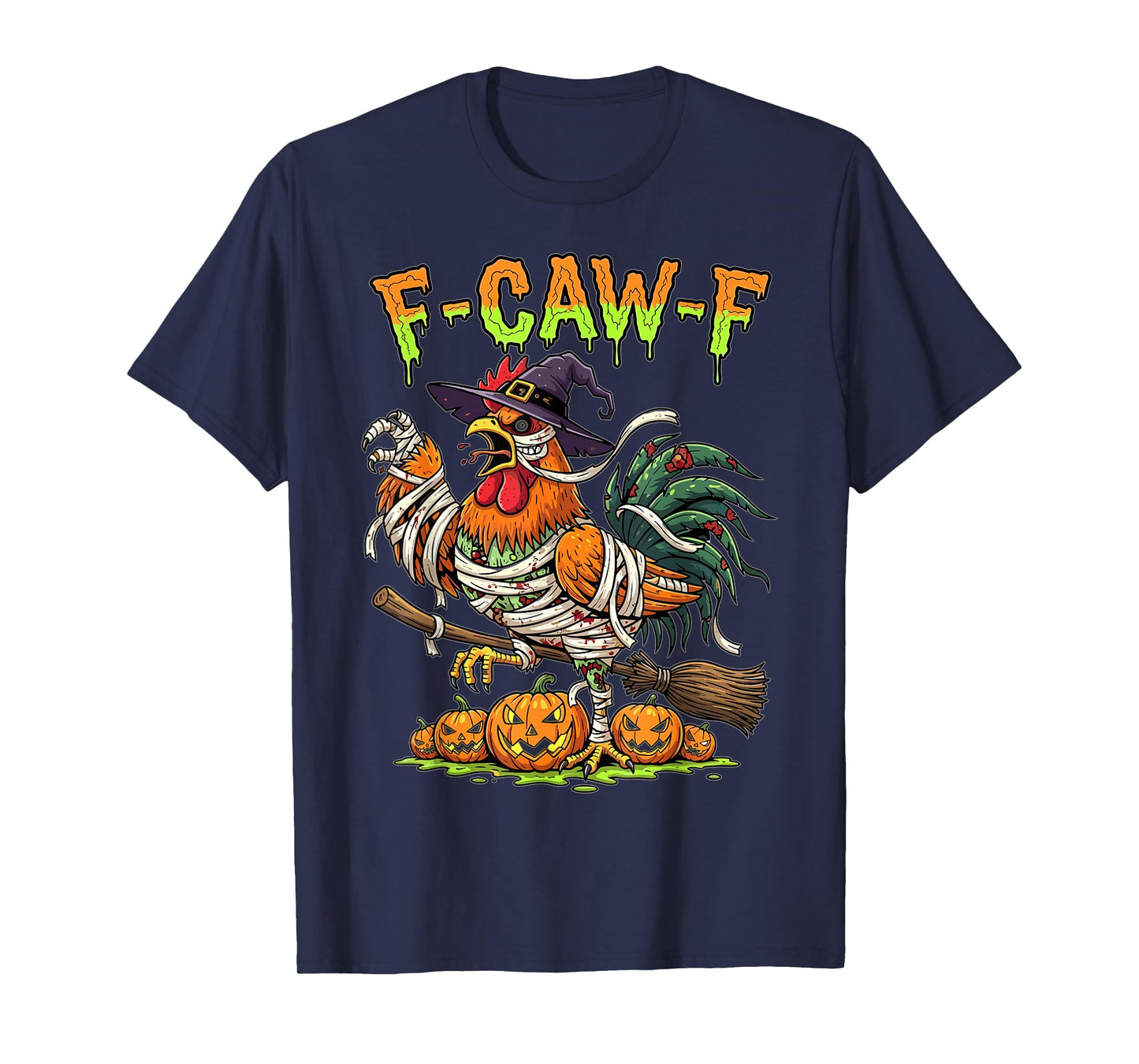 Halloween Chicken Mummy Witch Funny Pumpkin Design T-Shirt