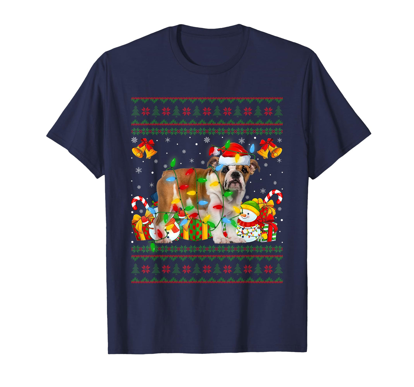 English Bulldog Ugly Christmas Sweaters Pet Dog Lover Xmas T-Shirt