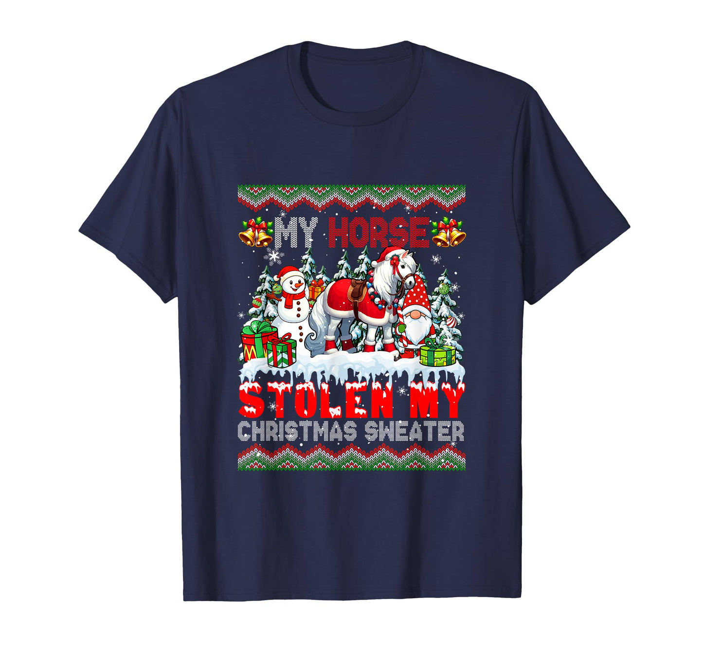 My Horse Stolen My Christmas Sweater Santa Dog Gnome T-Shirt