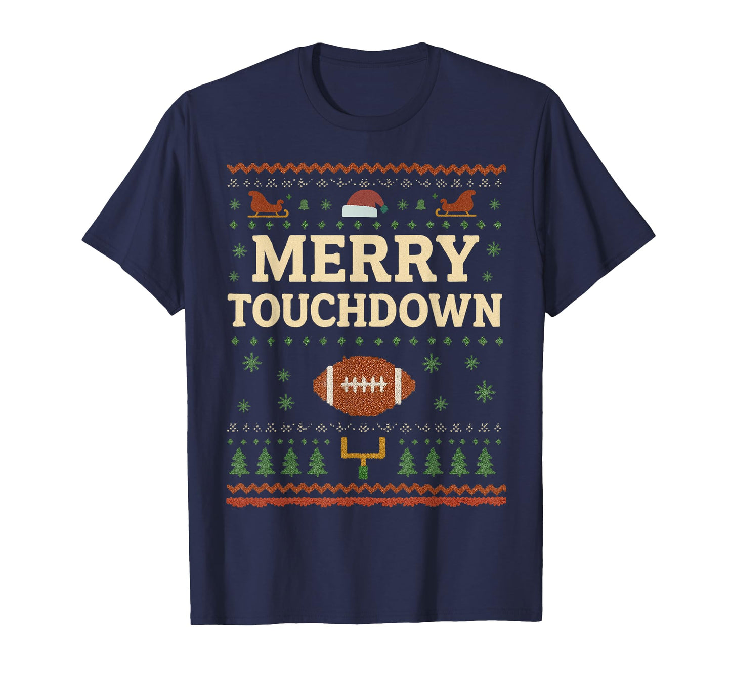 Merry Touchdown Christmas American Football Xmas T-Shirt