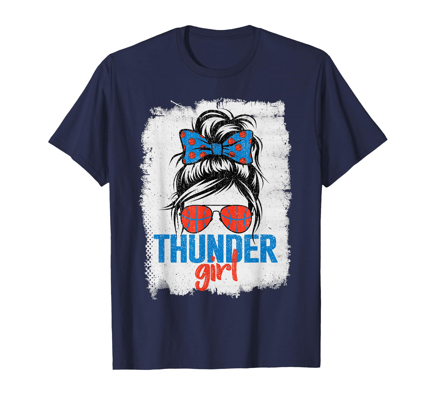 Vintage Thunder Girl Messy Bun Retro Sports Fan Team Spirit T-Shirt