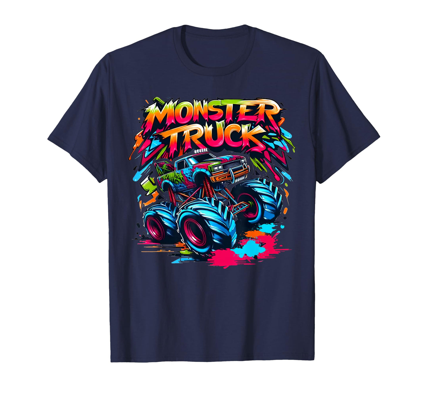 Monster Truck Retro Colorful Graffiti Toddlers Youth Adults T-Shirt