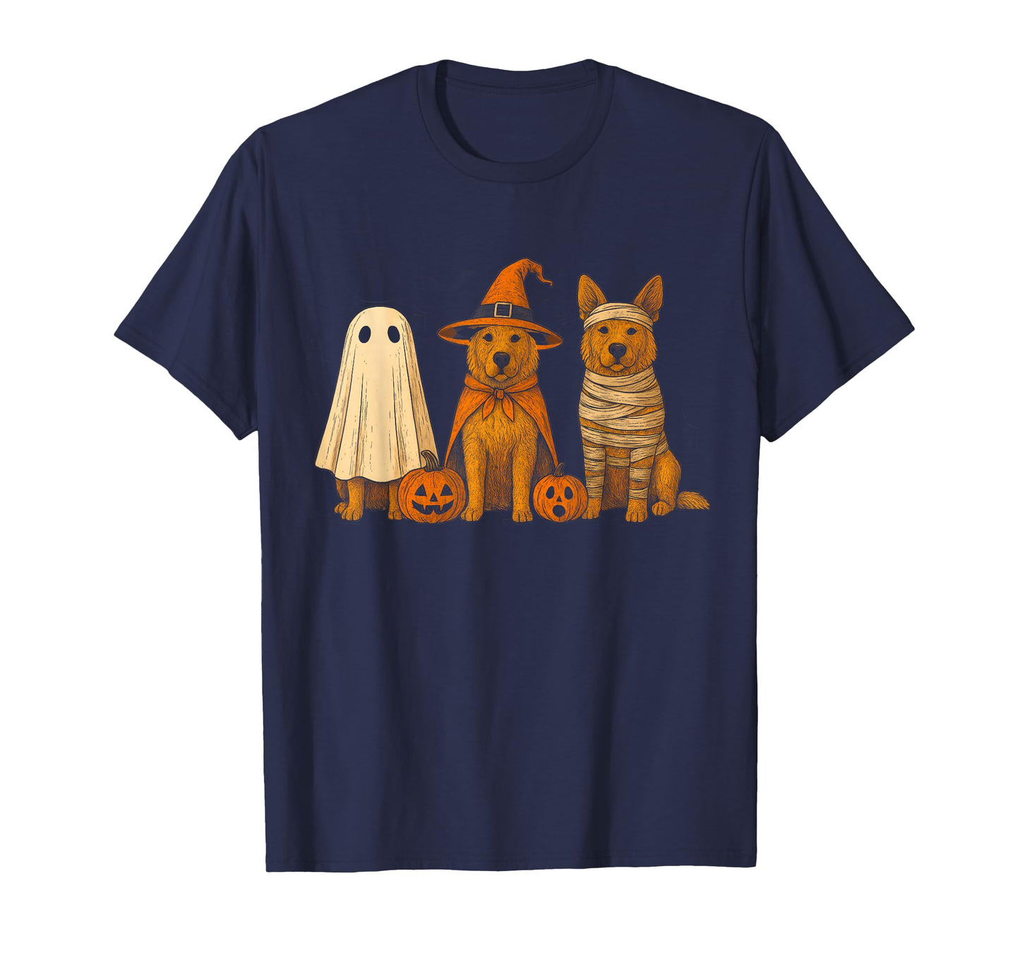 Retro Akita Dog Witch Scary Halloween Pumpkin Women Men Kids T-Shirt