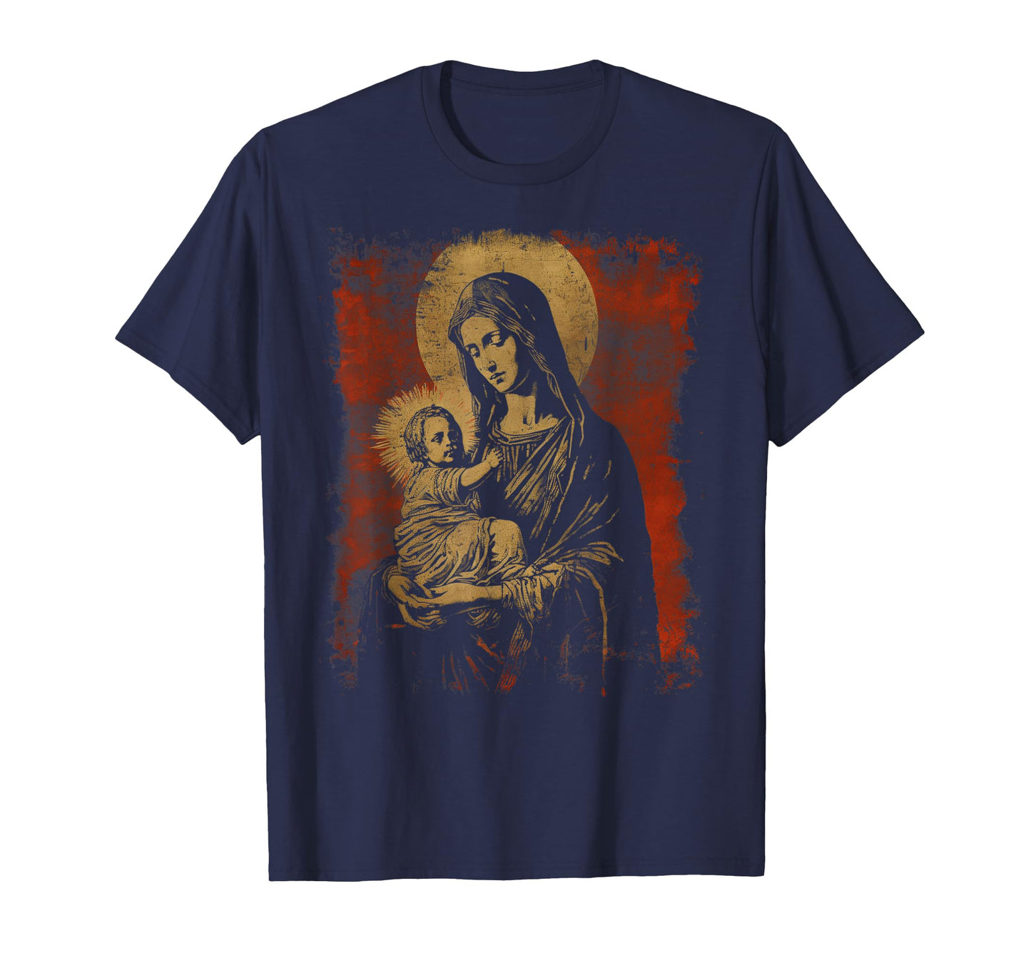 Mary & Jesus Retro Distressed 90s Goth Grunge Vibes Graphic T-Shirt