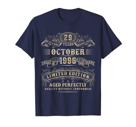 29 Year Old Gifts 29th Birthday October 1996 Limited Edition T-Shirt
