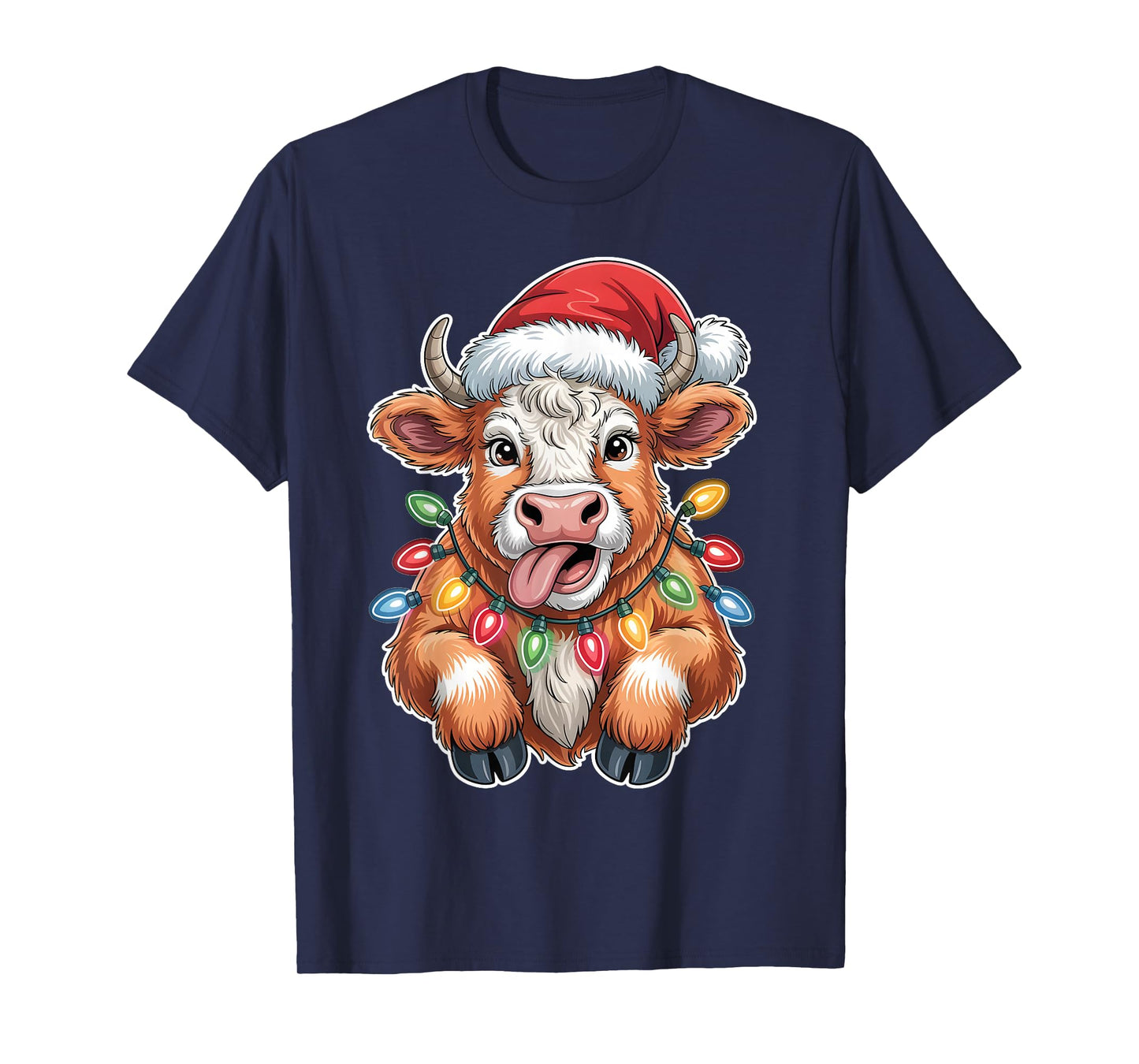 Cute Cow Calf Christmas Santa Hat Holiday Mooey Cows T-Shirt