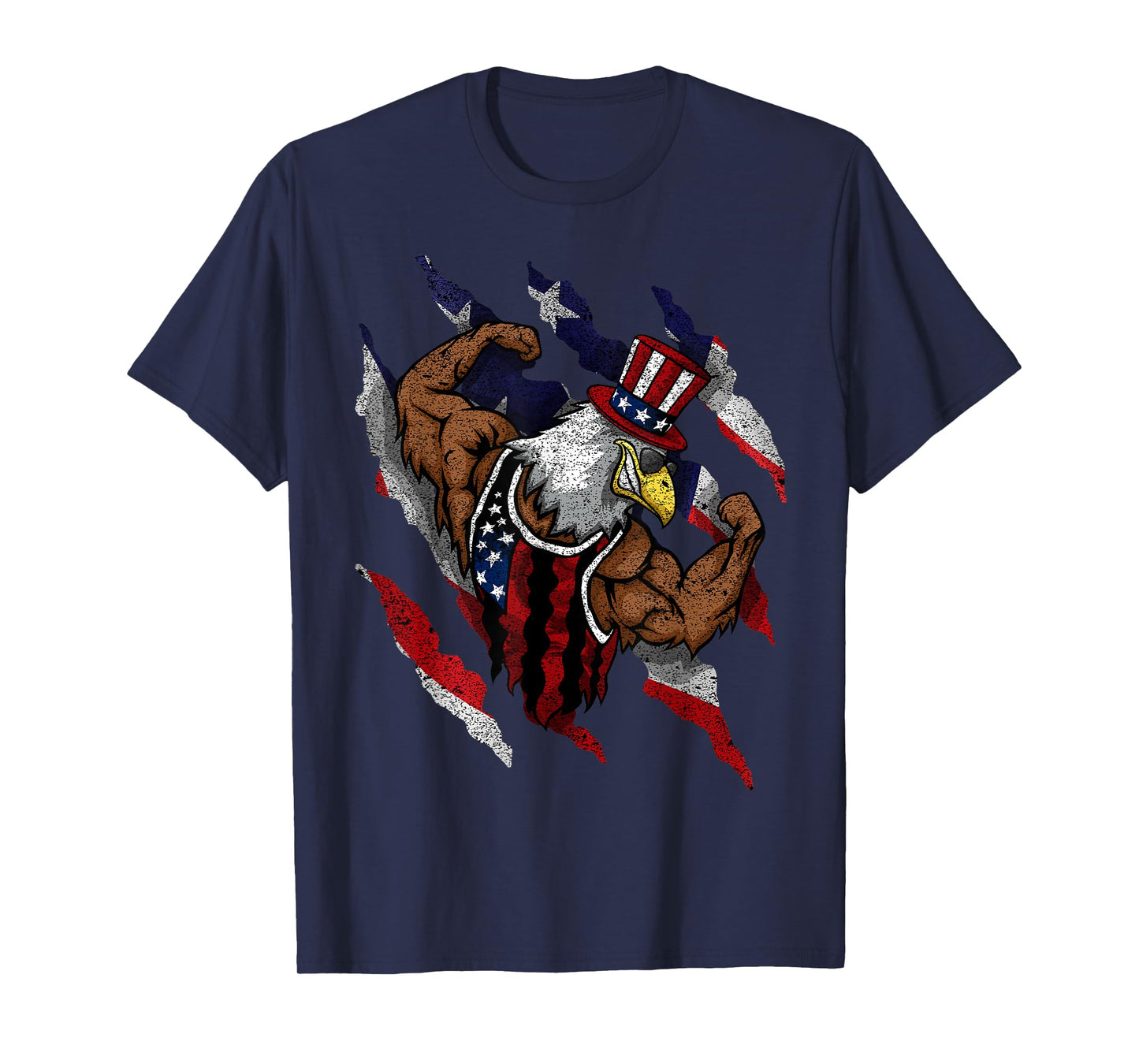 American Flag Muscular Bald Eagle Bike Flexing Uncle Sam T-Shirt for Women Kids Men