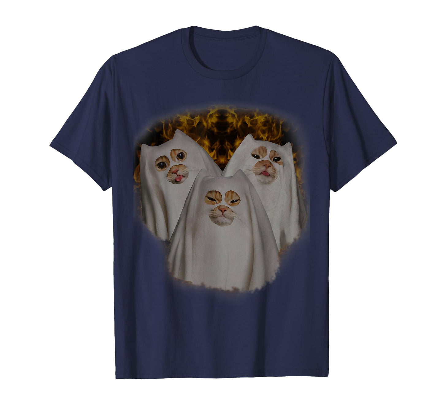 Ghost Cat Meme Funny Halloween Funny Wizard Cat Ghost T-Shirt