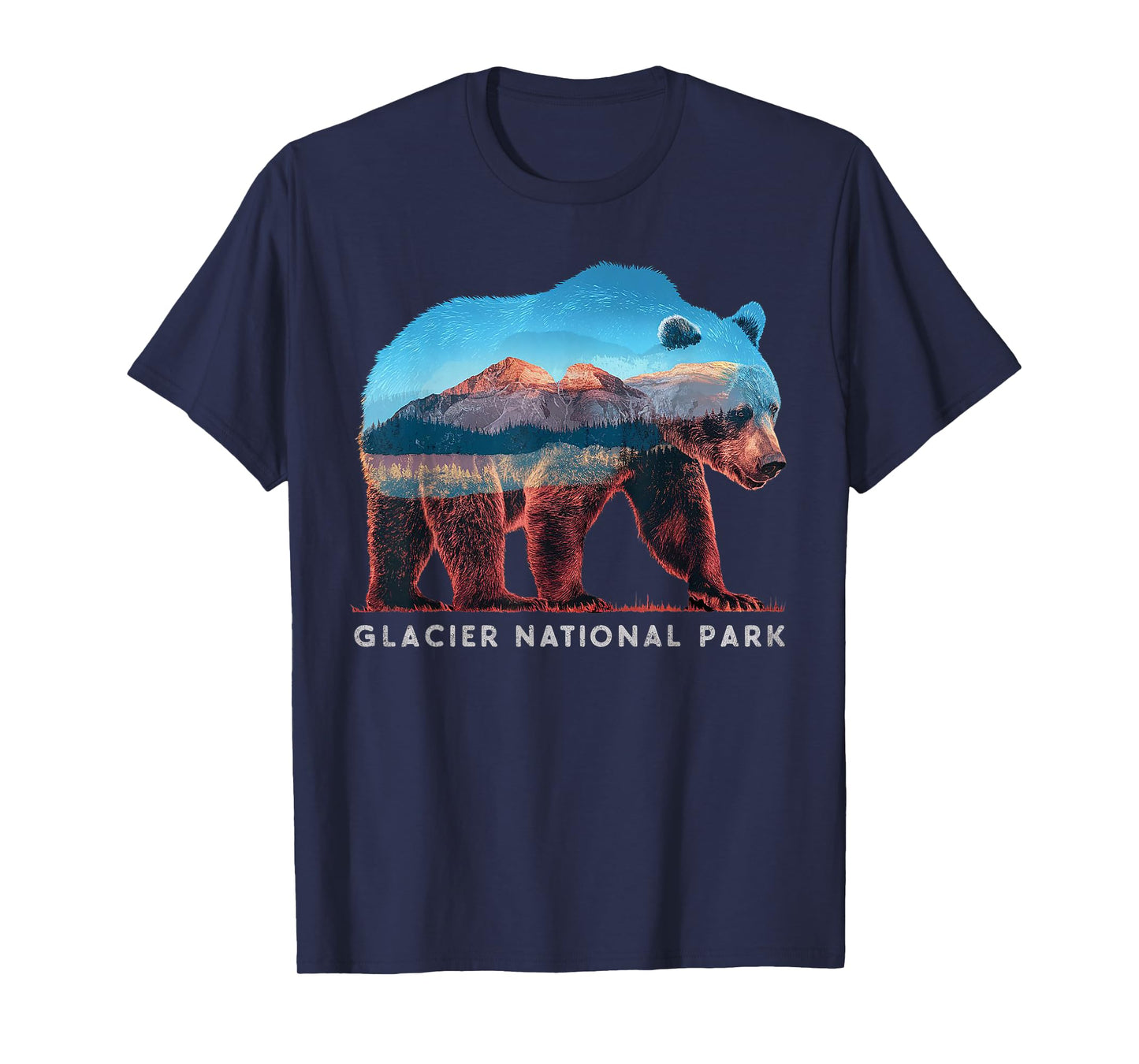Retro Distressed Glacier Bear Glacier National Park Souvenir T-Shirt