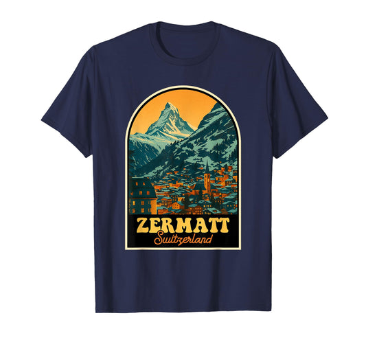 Zermatt Switzerland Vintage Matterhorn Mountain Travel T-Shirt