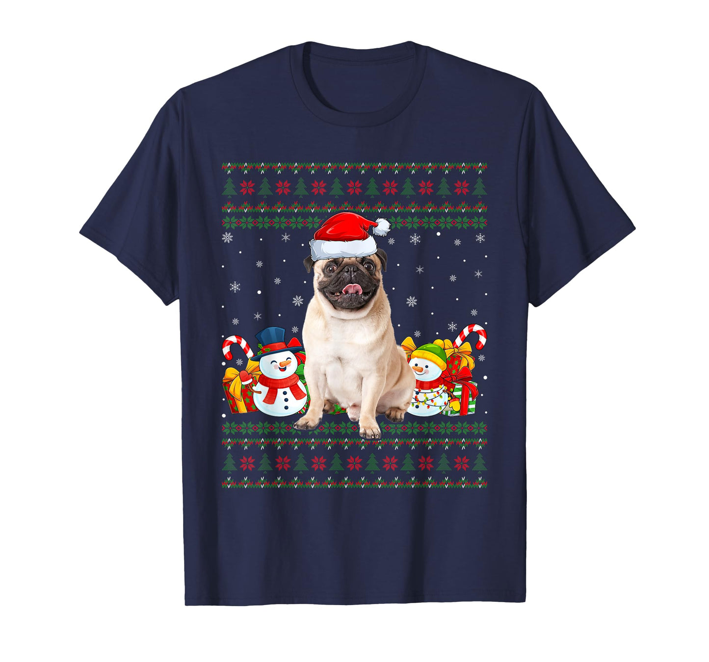 Pug Dogs Ugly Christmas Sweaters Funny Pet Dog Lover Xmas T-Shirt