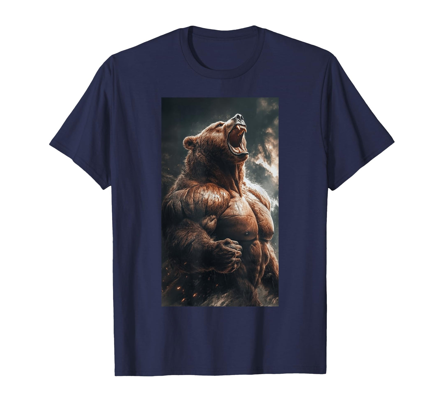 Bear Muscular Muscles Bodybuilding Roaring Nature T-Shirt
