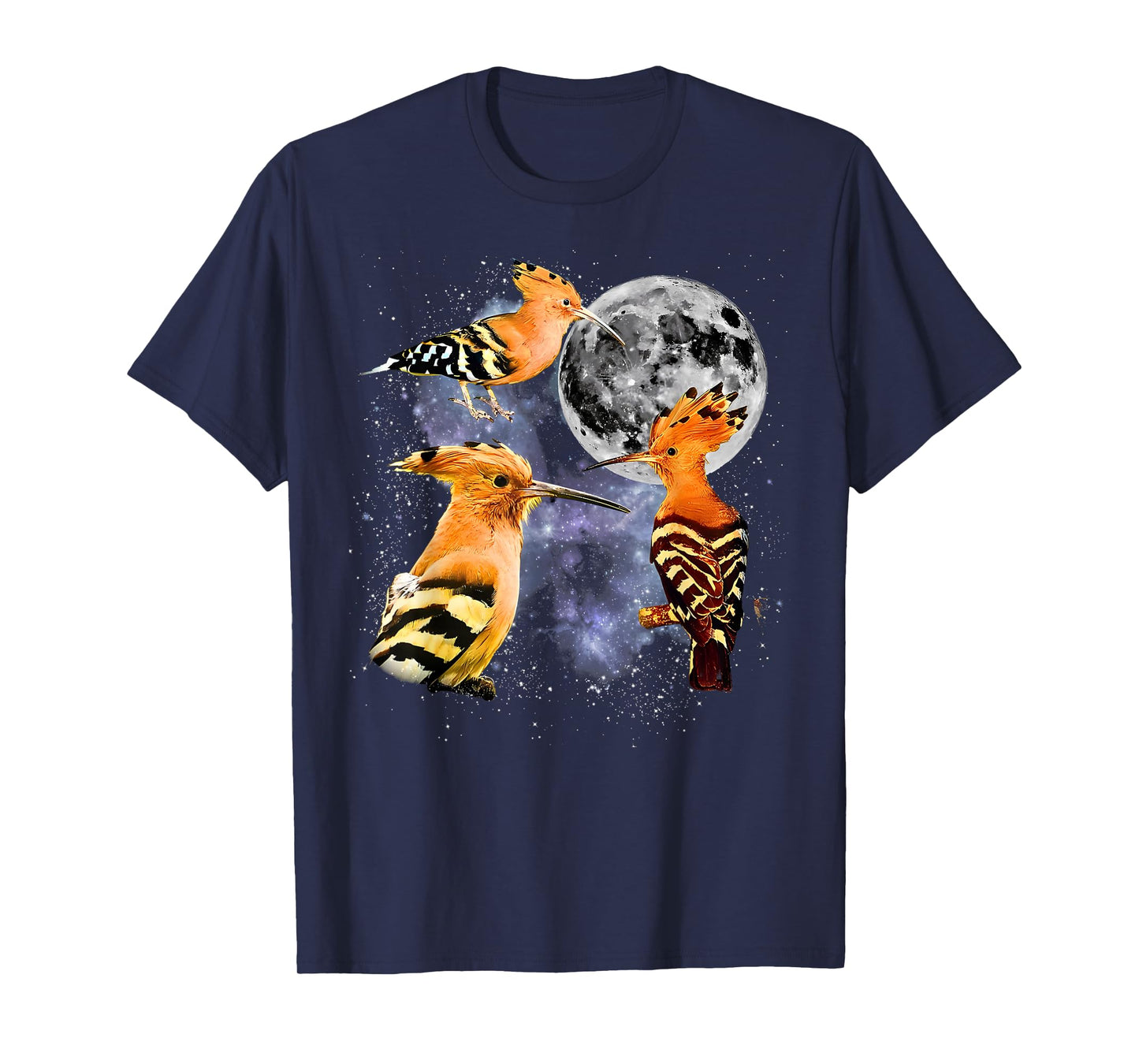 Vintage Three Hoopoe Howling at The Moon Wildlife Animal T-Shirt