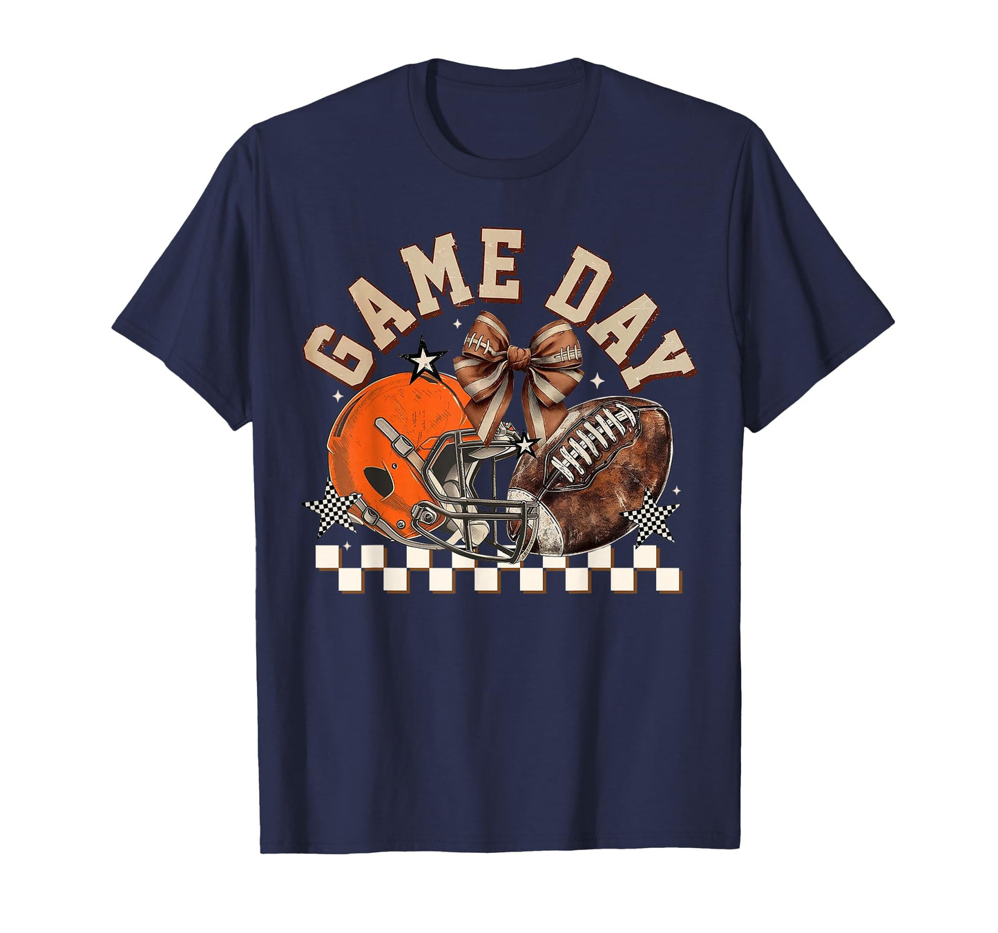 Vintage Football Mom Orange Coquette Bow Game Day Women Girl T-Shirt