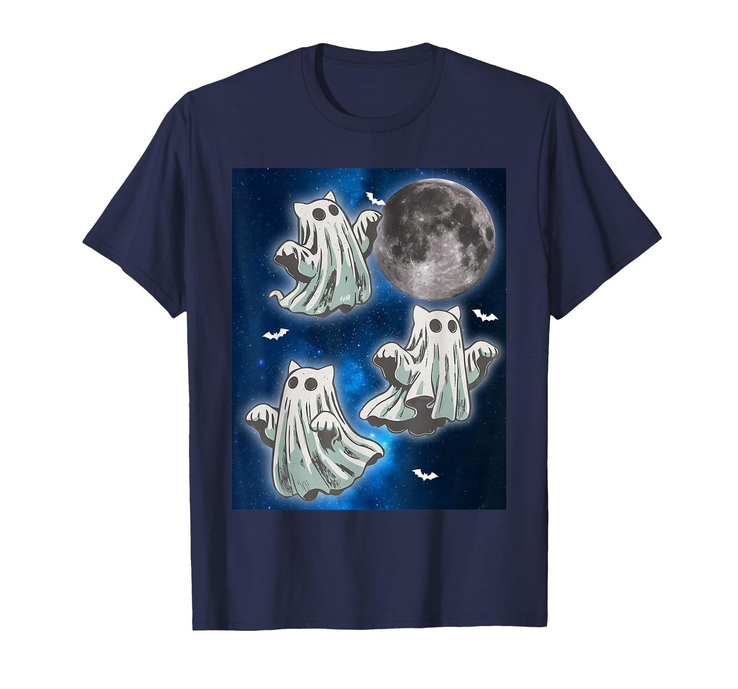 Ghost Cat Meme Funny Halloween Men Women Kids T-Shirt