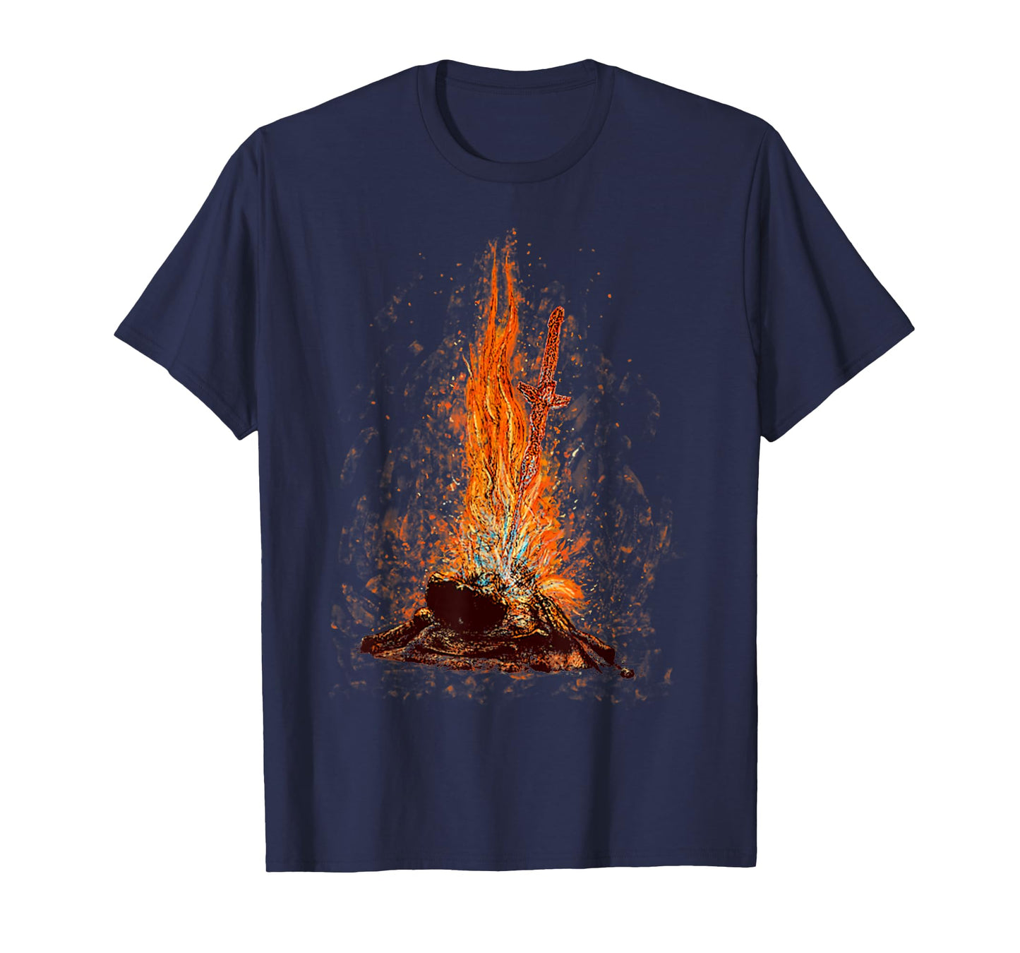 Retro Basic Bonfire Of Souls Funny Flame Sword T-Shirt
