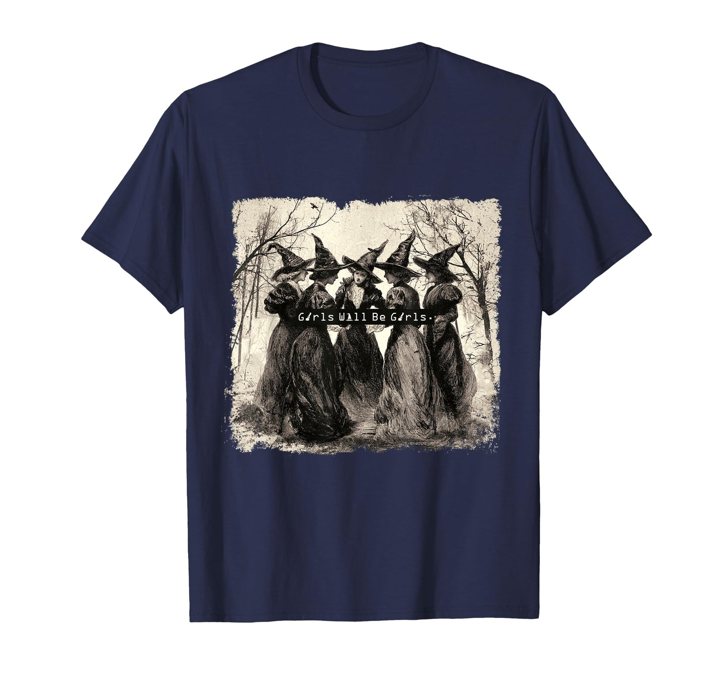 Vintage Girls Witch Funny Halloween Women Witchy Vibe T-Shirt