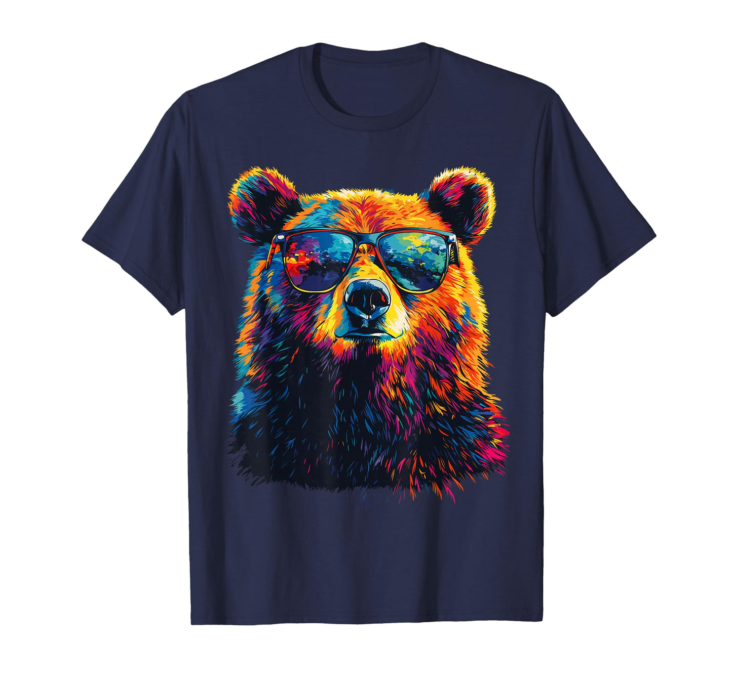 Bear Wearing Sunglasses Wildlife Graphic Colorful Bear T-Shirt