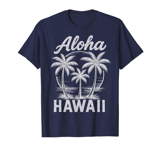 Aloha Hawaii Palm Tree Beach Graphic Summer Vacation Trip T-Shirt