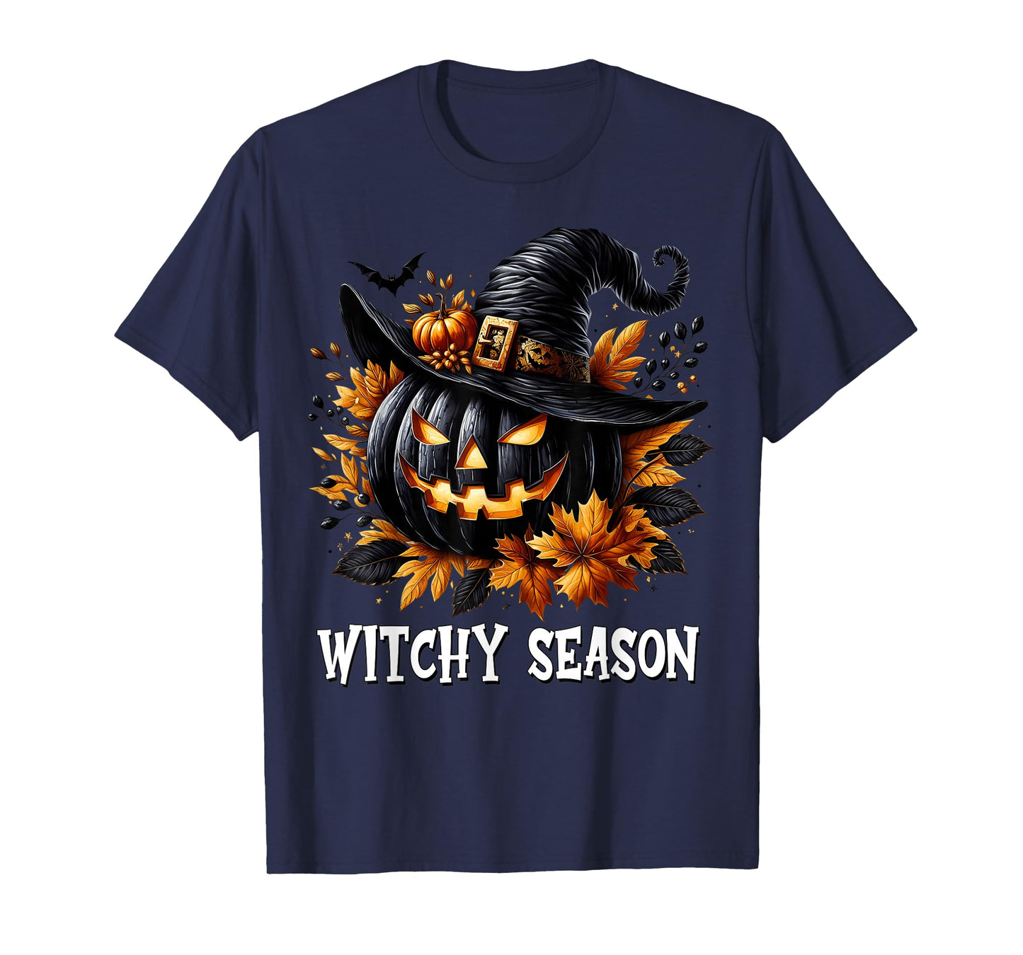 Witchy Jack O Lantern Pumpkin in Witch Hat for Halloween Mom T-Shirt