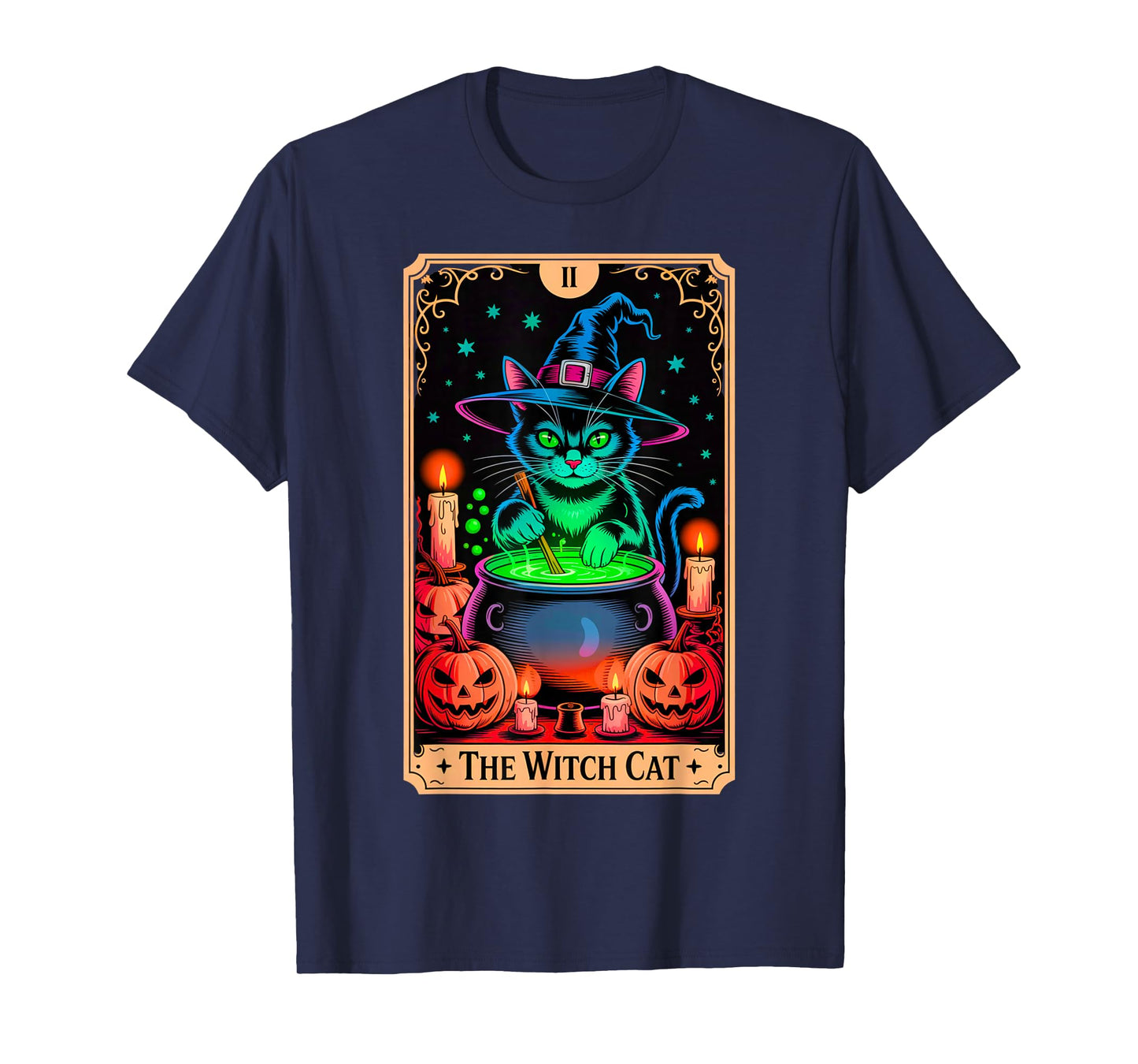 The Witch Cat Halloween Tarot Card Costume Kitten Cat Lover T-Shirt