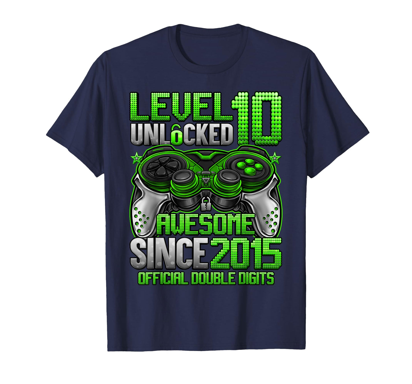 Official Double Digits Level 10 Unlocked 10th Birthday Boy T-Shirt