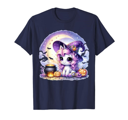 Cute Witch Unicorn Jack O’Lantern Halloween Girls Tees T-Shirt