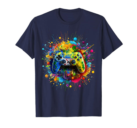 Retro Polka Dots Gaming Controller Video Gamers Dot Day Boys T-Shirt