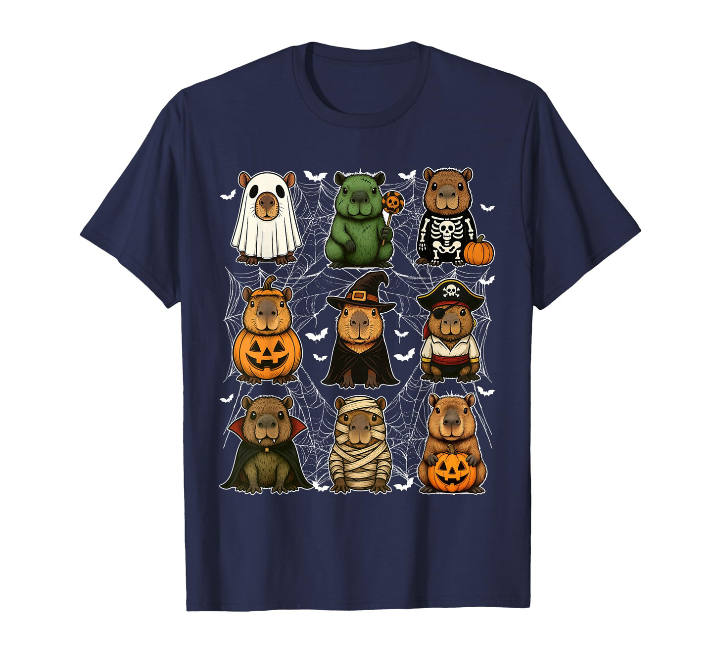 Funny Halloween Capybara Ghost Witch Pumpkin Pirate Spooky T-Shirt