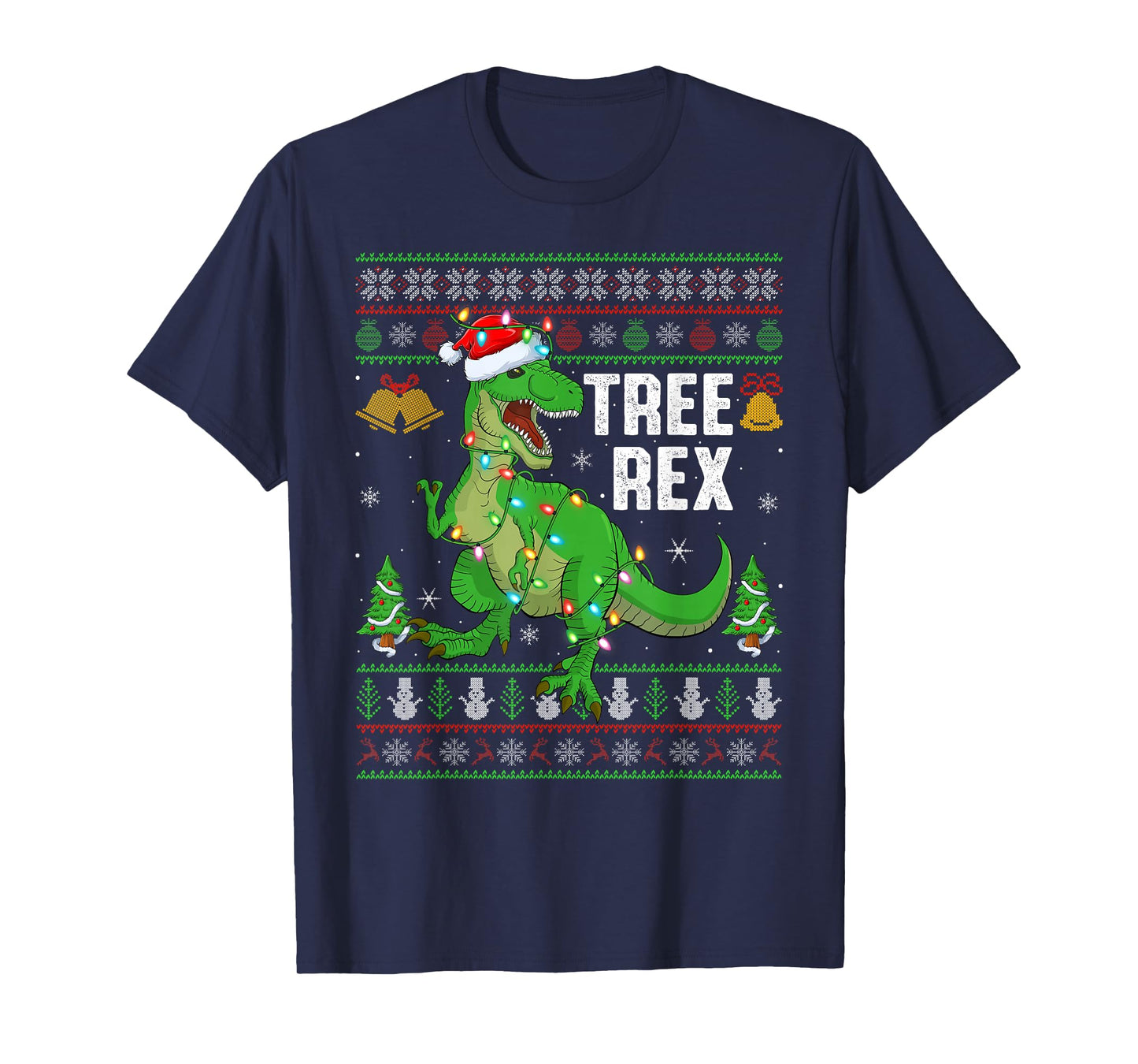 Tree Rex Dinosaur Christmas Lights Ugly Sweaters Xmas T-Shirt
