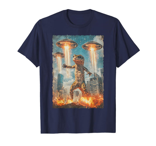 Japanese Anime Kaiju Monster Leopard Gecko Selfie Tokyo UFO T-Shirt
