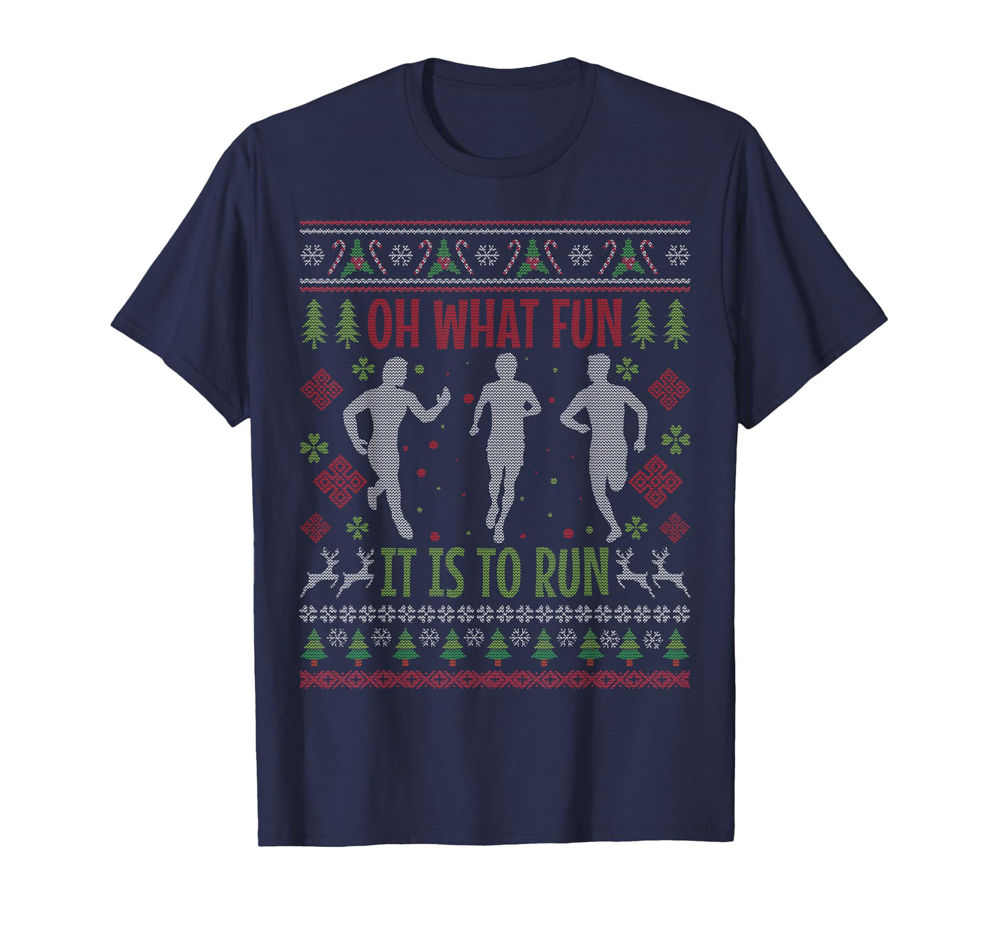 Oh What Fun It is to Run Funny Running Ugly Christmas T-Shirt