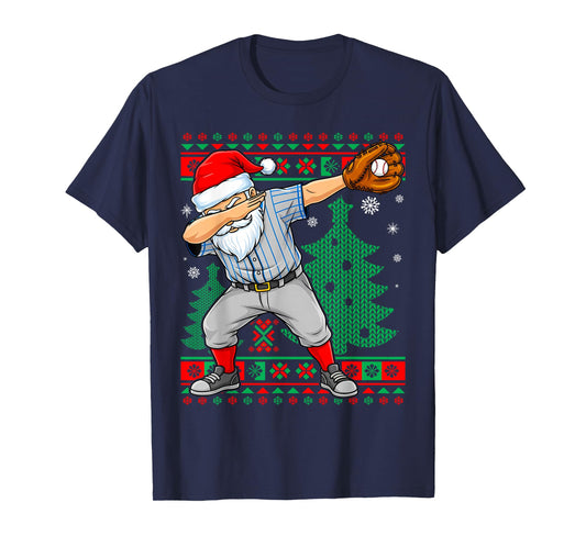Christmas Santa Claus Baseball Player Dabbing Pose T-Shirt