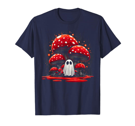 Spooky Mushroom Forest Ghost Cottagecore Halloween T-Shirt