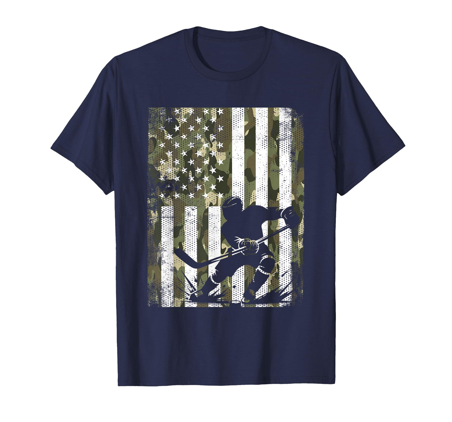 Ice Hockey Camouflage USA Flag Hockey Player Hockey Lover T-Shirt