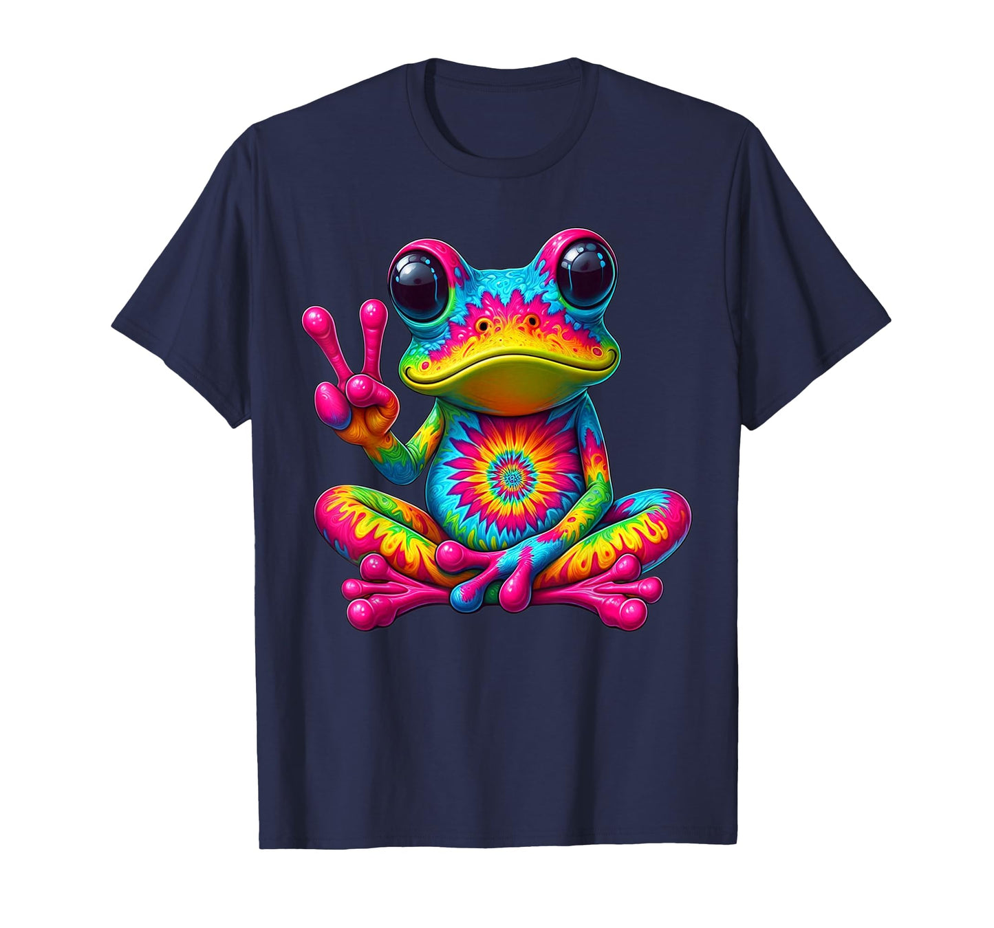 Cute Frog Tie-Dye Frog Peace Sign Hippie T-Shirt