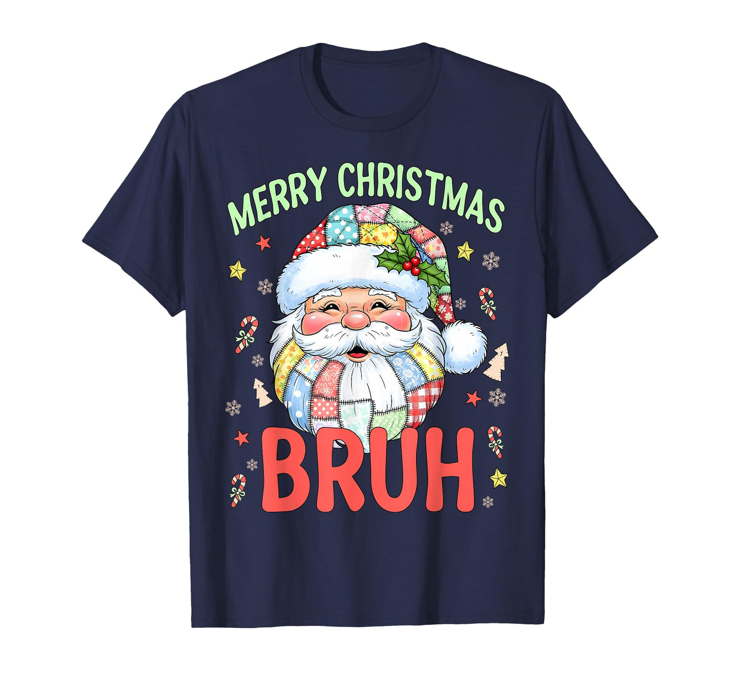 Merry Christmas Bruh Funny Santa Claus Retro Men Women Kids T-Shirt