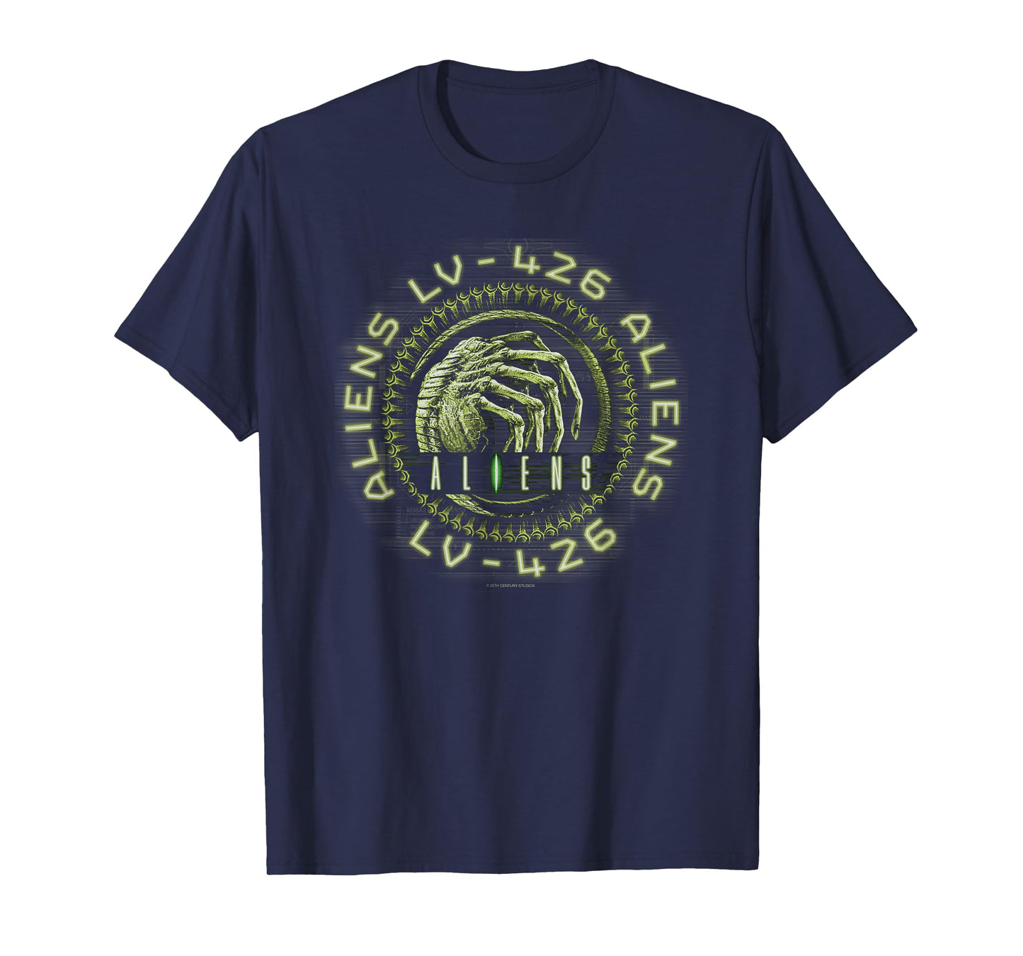 Aliens Lv-Fourtwentysix Facehugger Neon Big Chest Text Logo T-Shirt