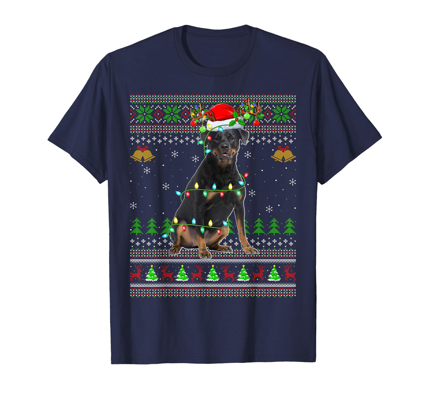 Rottweiler Dog Ugly Christmas Sweaters Holiday Santa Xmas T-Shirt