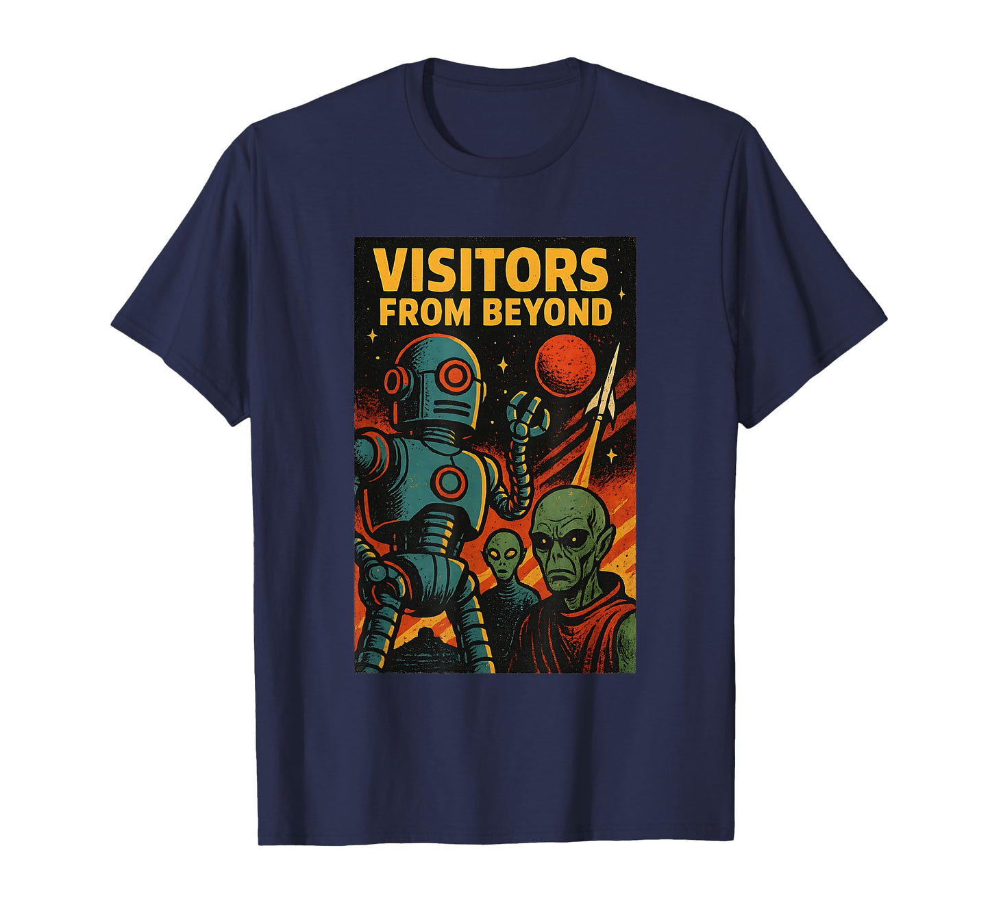 Vintage Sci-Fi Alien Robot Movie Poster Visitors From Beyond T-Shirt