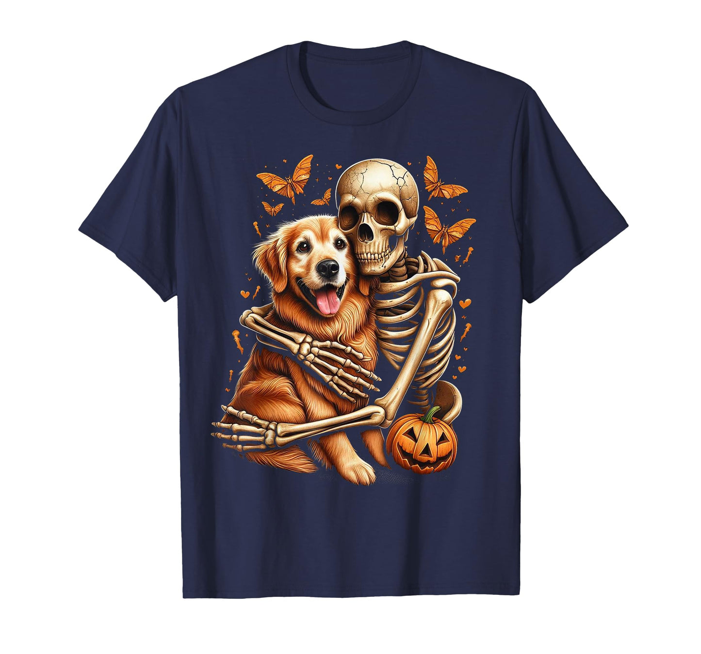 Golden Retriever Dog Costume Spooky Pumpkin Halloween T-Shirt