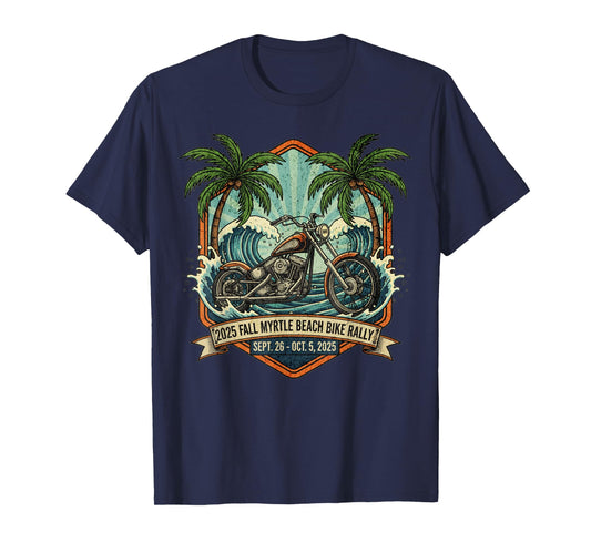 2025 Fall Myrtle Beach Bike Rally with Vintage Art ON Front T-Shirt