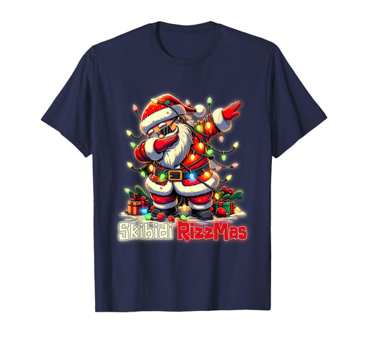Funny Rizz Santa Claus Dabbing Christmas Skibidi Rizzmas T-Shirt