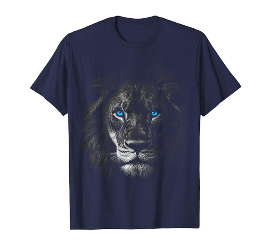 Lion Animal Motif Blue Eyes Artwork Lion T-Shirt